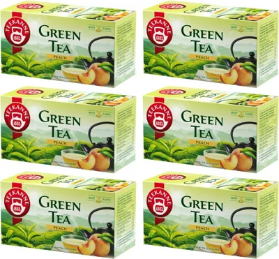 Produktbild von Teekanne Grüner Tee Pfirsich 6x 20 Teebeutel - Grüntee im Beutel Green Tea