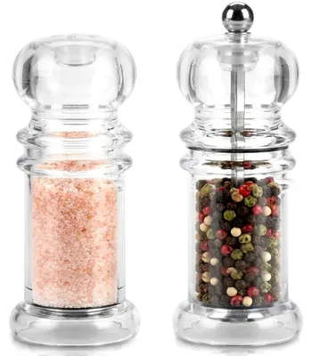 Produktbild von Vilde | Mühlenset - Schwarz und Silber- Salz- und Pfeffermühlen-Set - 10 und 11 cm - 2 Stück