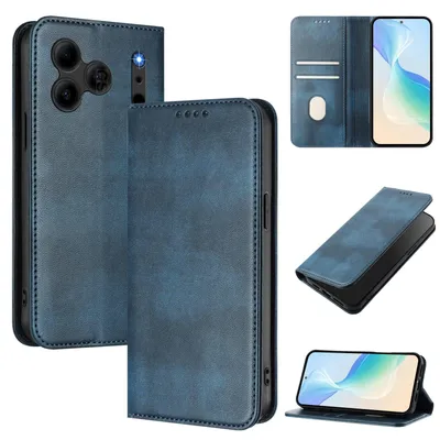 Produktbild von Handyhülle für Doogee Note 56 / Note 56 Pro, Vintage Leder RFID Schutz Kartenfach Standfunktion Magnetische Klapphülle Blau