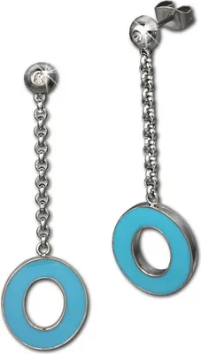 Immagine prodotto di Gioielli per orecchie Amello da donna in acciaio inossidabile color turchese e smalto bianco D2ESOG03T