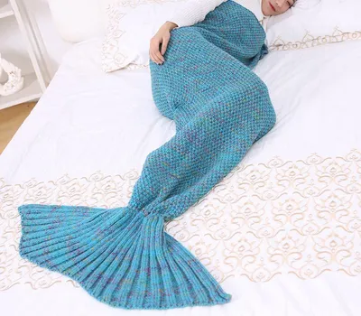 Produktbild von Minicee Meerjungfrauendecke Kinder 140x70 cm, Kuscheldecke Blau