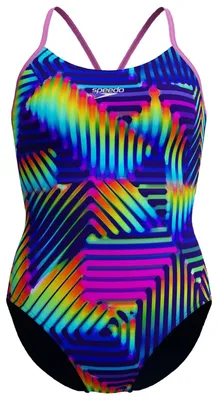 Produktbild von Speedo Club Training Bedruckter Fixed-Crossback-Badeanzug Damen, Größe:40