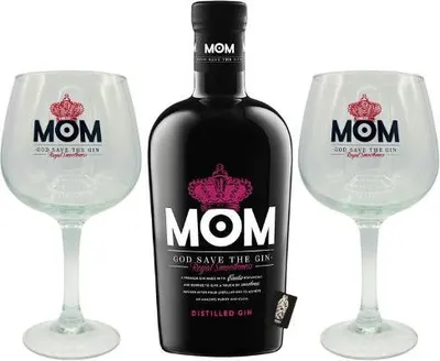 Produktbild von MOM Gin 0,7L (39,5% vol.) Set mit 2 Gläsern - [Enthält Sulfite]