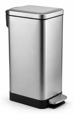 Image de Relaxdays, poubelle de 15 litres, idéale pour la cuisine ou la salle de bain, avec seau intérieur amovible, pédale, système de fermeture douce, en acier inoxydable, poubelle à pédale, couleur argent