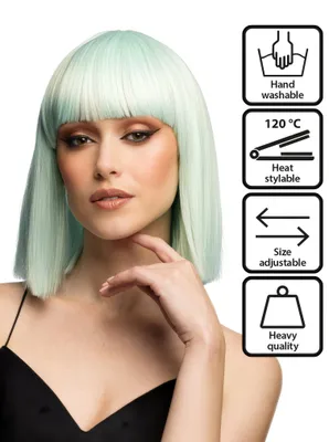 Produktbild von Blunt Bob mit Pony Perücke mintgrün