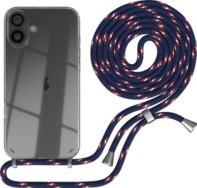 Produktbild von EAZY CASE Handykette mit Hülle für Apple iPhone 16 Plus Backcover Handykette, zum Umhängen in Blau