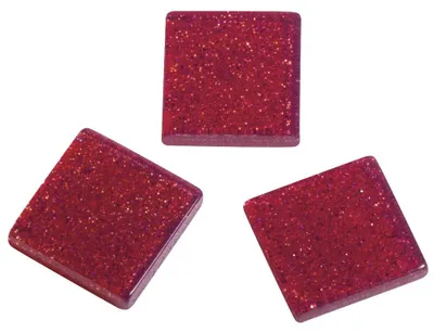 Produktbild von Rayher Acryl Mosaik Steine, Glitter, transparent, bordeaux, 1x1cm, ca. 205 Stück