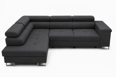 Produktbild von Ecksofa L-Form ALVARO in Schwarz 275 x 90 x 202 cm mit Schlaffunktion und Bettkasten Links, KI-generiertes Bild
