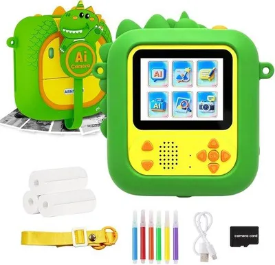 Productafbeelding van Slimme Kindercamera met Directe Afdrukfunctie, 1080p HD Video en Leuke Fotofilters