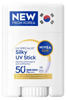 Produktbild von NIVEA Silky UV Stick LSF 50+ 15g, Sonnenschutzstift, Gesicht, Stab, Schutz, 15 g, Unisex