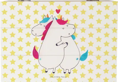 Produktbild von Mr. & Mrs. Panda Kiste Einhorn Mitteilung 22 x 15 cm - Weiß - Geschenk, mit Deckel, Box, Spruch, Schatzkiste, Geschenkbox, Erinnerungskiste, Unicorn, Valentinstag, Liebe