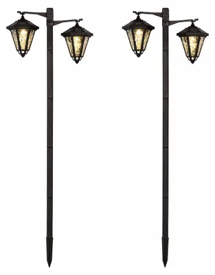 Produktbild von 2x LED Außen Solar Steckleuchte, Schwarz, höhenverstellbar, H 136 cm