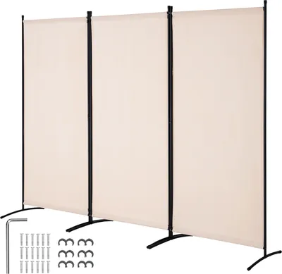 Produktbild von VEVOR Raumteiler 3 Paneele Raumteiler 260 x 184 x 52 cm, faltbarer Sichtschutz & tragbarer Trennwandteiler zur Raumtrennung, freistehende Raumteiler  Beige