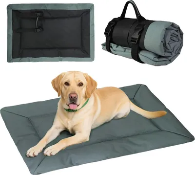 Produktbild von Hundedecke für Unterwegs Faltbar Wasserdicht Orthopädisches Hundebett Grau