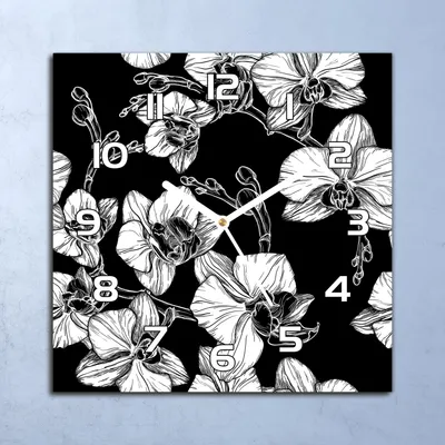 Produktbild von Deko Glasuhr Wanduhr 30x30 Orchideenblüten Quarz Küchenuhr Bürouhr