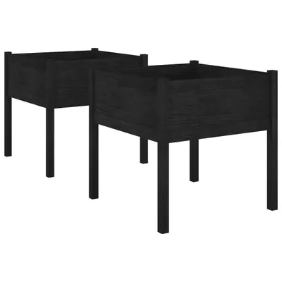 Produktbild von Pflanzkübel 2 Stk. Schwarz 70x70x70 cm Massivholz Kiefer