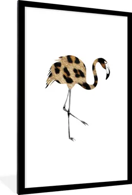 Produktbild von MuchoWow® MuchoWow® Gerahmtes Poster Flamingo - Pantherdruck - Tier 60x90 cm - Poster mit zchwarzem Bilderrahmen - Dekoration - Wandposter Wohnzimmer - Hochwertig