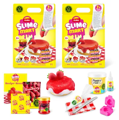 Obrázok produktu pre Slime Mart – malé balenie (JAHODOVÝ ČÍZ) od spoločnosti ZURU (2 kusy), hračky zo slizu, kreatívne sady pre deti a dospelých, sada na výrobu mäkkého slizu pre dievčatá vo veku 6–10 rokov