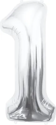Produktbild von XL Folienballon Zahl 1 silber 85 cm