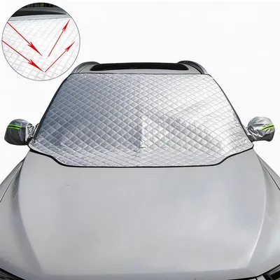 Produktbild von Frontscheibenabdeckung Auto Winter, 4-lagig Eisschutz & UV Sonnenschutz, magnetisch 3 Magnete, gegen Schnee, Eis & Hitze, universell