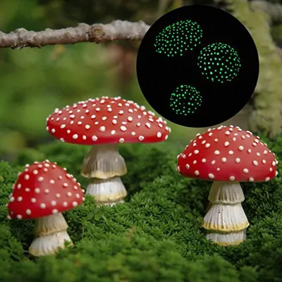 Productafbeelding van 3 stuks mini-paddenstoel, kleine miniatuurfiguren, tuinmodel, decoratieve ornamenten, geschikt voor het creëren van een landschapsdecoratie