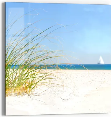 Produktbild von DEQORI Glasbild Echtglas 50x50 cm 'Meeresweite Stille' Wandbild Bild modern Deko