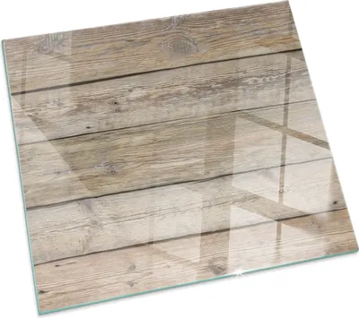 Produktbild von Holzdielen in einem Arrangement – Glasbodenplatte für – Kaminofen – Kaminplatte Glas – Schutzglas – Funkenschutzplatte –Glasbodenplatte Feuerfeste – Hitzeschutzplatte – Bodenschutz aus Glas – 60x60 cm