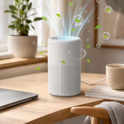 Zdjęcie produktu dla Oczyszczacz powietrza z filtrem HEPA H13, 37 dB, idealny do usuwania dymu, sierści zwierząt i nieprzyjemnych zapachów, przeznaczony dla alergików, do sypialni i biura