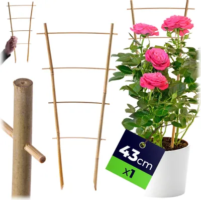 Productafbeelding van KADAX Bamboe klimrek, 43 x 21 cm, 1 stuk, klimhulp voor planten, plantenrek, klimondersteuning en plantensteun voor kamerplanten en klimplanten