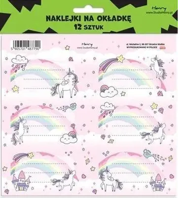 Imagen del producto de Pegatinas para cuadernos - Unicornio Arcoíris (12 unidades) - Henry