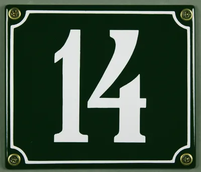 Produktbild von Hausnummernschild 14 grün 12x14 cm Schild Emaille Hausnummer Haus Nummer Zahl Ziffe