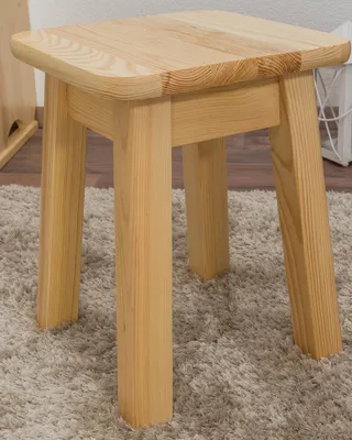 Produktbild von Hocker Kiefer massiv Vollholz natur 005 - Abmessung 45 x 35 x 35 cm (H x B x T)