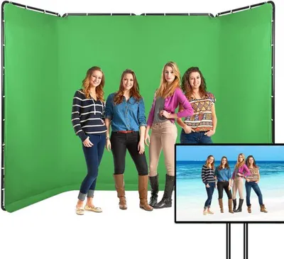 Produktbild von Azomor® Große grüne Hintergrund mit tragbarem Ständer für Video und Fotografie