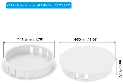 Produktbild von Kunststoff Lochstopfen, 10 Stš¹ck 45mm(1,8") Abdeckkappen fš¹r Bohrl?cher Schraubenloch Abdeckkappen fš¹r runde L?cher Schrankm?bel Kš¹che, Wei?