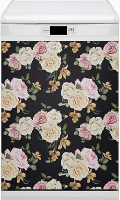 Produktbild von Geschirrspüle Magnet für Spülmaschine Magnetmatte Küche Magnete  Dekorative 45x80 cm  - Vintage -Rosen