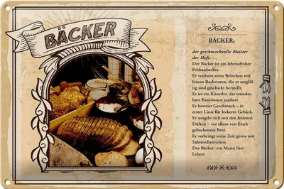 Produktbild von Blechschild Berufe 30x20cm Bäcker geschmackvolle Meister Hefe