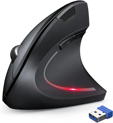 Obrázok produktu pre Techrise Ergonomická myš, 2,4 g USB -Bezdrôtová vertikálna optická tichá myš 4800/3200/2400/1600/800 Nastaviteľné DPI -Windows, MacOS, Chromebook