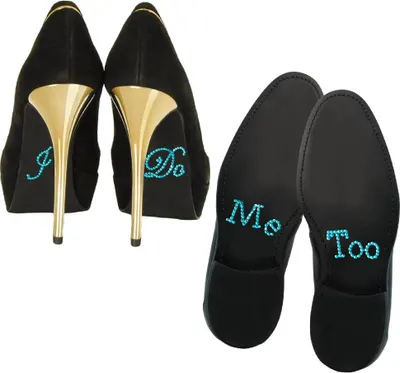 Produktbild von Oblique Unique Schuhsticker Set Brautpaar Hochzeit I Do / Me Too - türkis