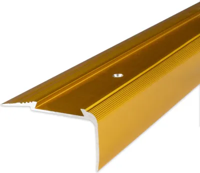 Produktbild von PROVISTON Treppenkante | 27 x 58 x 1000 mm | Treppenkantenprofil Treppenwinkel Winkelprofil Kombiwinkel Aluminium eloxiert Goldfarbig Gebohrt