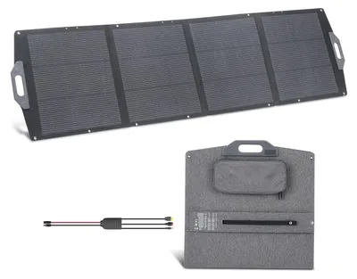 Produktbild von Faltbares Solarpanel 200 W - Tragbares Solarmodul - Wirkungsgrad 24 % - IP67 Wasserdicht - Monokristalline Solarzellen - USB-A USB-C DC Anschlüsse - Für Camping Notfall