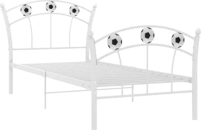 Obrázok produktu pre vidaXL Jednolôžková posteľ s futbalovým dizajnom Biely kov 90x200 cm
