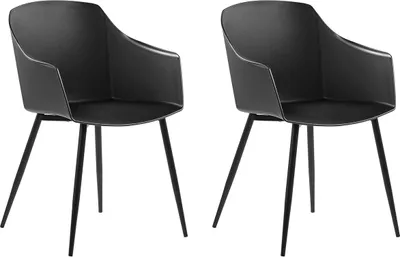 Produktbild von BELIANI Esszimmerstuhl 2er Set Schwarz Kunststoff/Metall Modern Minimalismus Wohnzimmer Esszimmer Salon