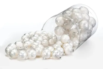 Produktbild von JACK by Inge Glas 60x Glas Christbaumkugeln 4 5 6 7 cm Eislack inkl. Haken Weiß