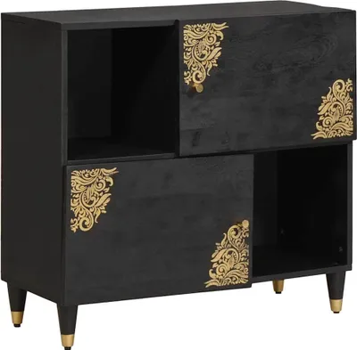 Zdjęcie produktu dla Maison Exclusive - Komoda, kolor czarny, wymiary 80 x 33 x 75 cm, wykonana z litego drewna mango