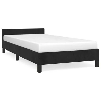Image de vidaXL Sommier avec tête de lit sans matelas noir 90x190 cm velours