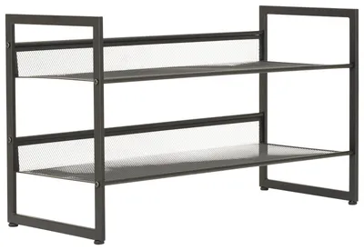 Produktbild von Schuhregal MENOLA, freistehend, robustes Metallgestell, Lochblech, schwarz, 72x40 cm