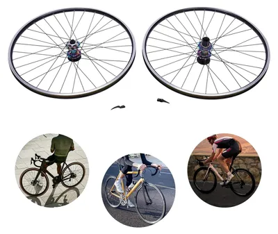 Image de Jeu de roues pour VTT, alliage d'aluminium résistant, compatible avec les freins à disque, noir