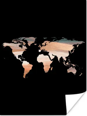 Produktbild von MuchoWow® Poster Weltkarte - Farben - Schwarz 90x120 cm - Wohnzimmer