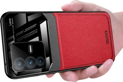 Produktbild von VIVO S12 Pro Hülle, TPU Stossfest Anti-rutsch Leder Glas Len Hybrid Schutzhülle für VIVO S12 Pro Rot