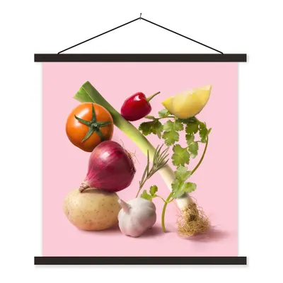 Produktbild von MuchoWow® Textilposter Gemüse - Stilleben - Farben 40x40 cm mit schwarzem Rahmen - Fotos